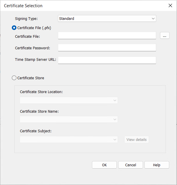 Certificate Selection Wizard / Standard